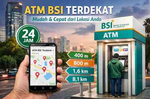 ATM BSI Terdekat dalam Jarak 400M, 800M, 1,6KM dan 8,1KM