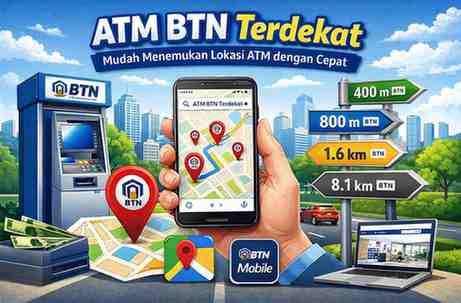 ATM BTN Terdekat dalam Jarak 400m, 800m, 1,6km dan 8,1km