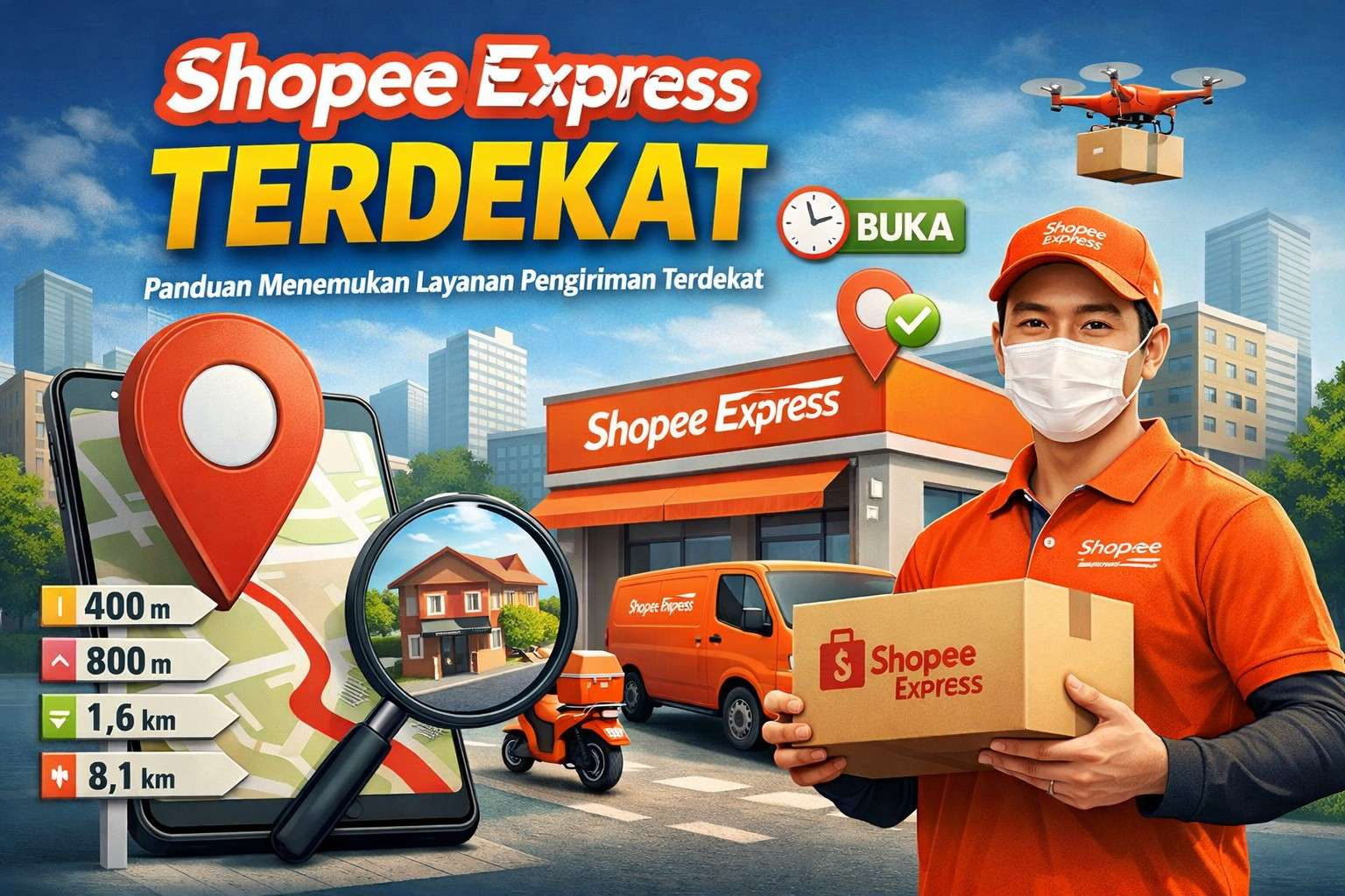 Shopee Express Terdekat dalam Jarak 400M, 800M, 1,6-8,1KM