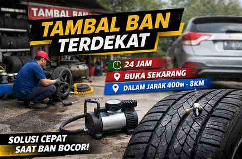 Tambal Ban Terdekat dalam Jarak 400M, 800M, 1,6KM dan 8,1KM