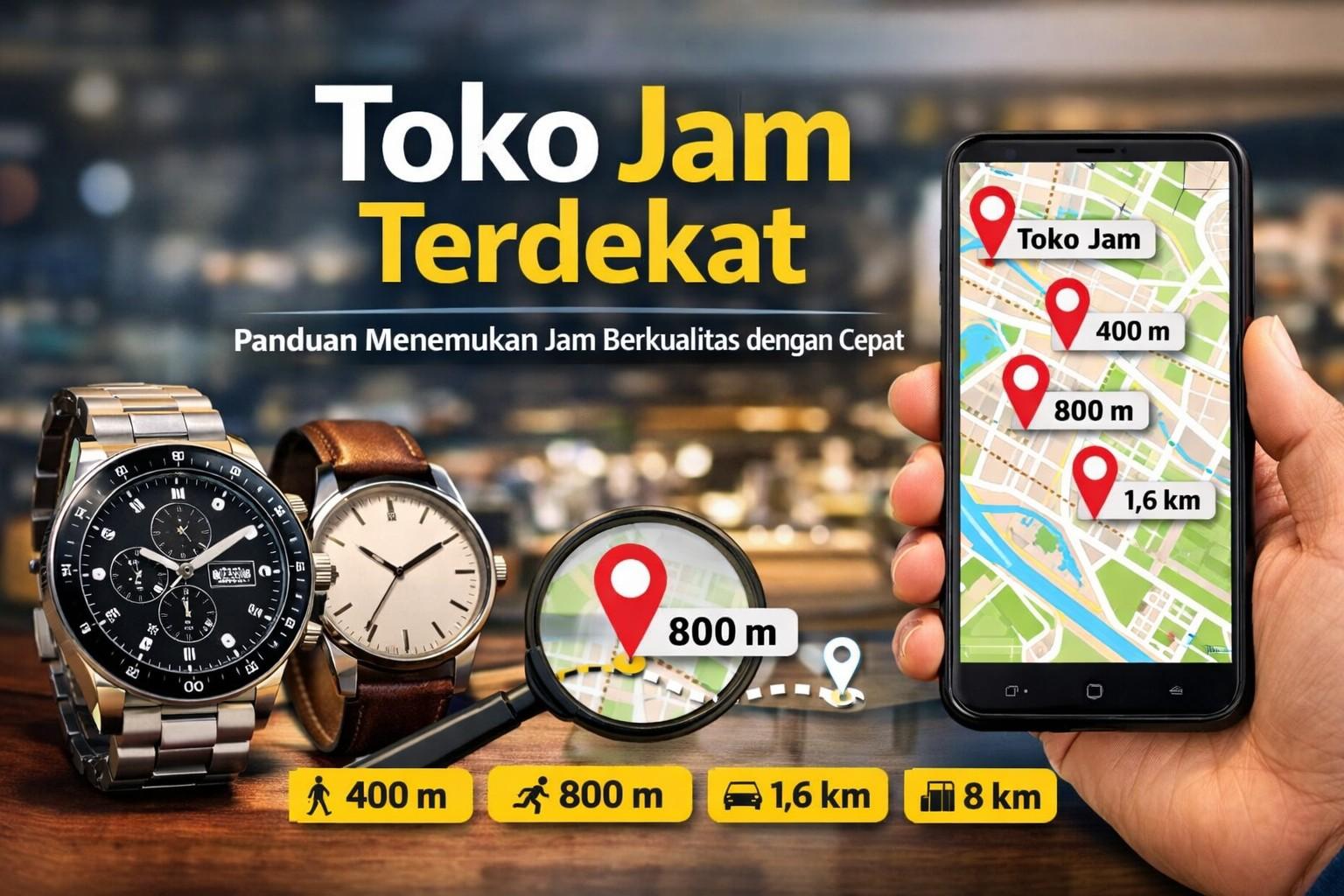 Toko Jam Terdekat dalam Jarak 400M, 800M, 1,6KM - 8,1KM