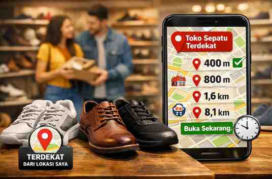Toko Sepatu Terdekat dalam Jarak 400M, 800M, 1,6KM - 8,1KM