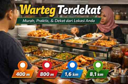 Warteg Terdekat dalam Jarak 400M, 800M, 1,6KM dan 8,1KM